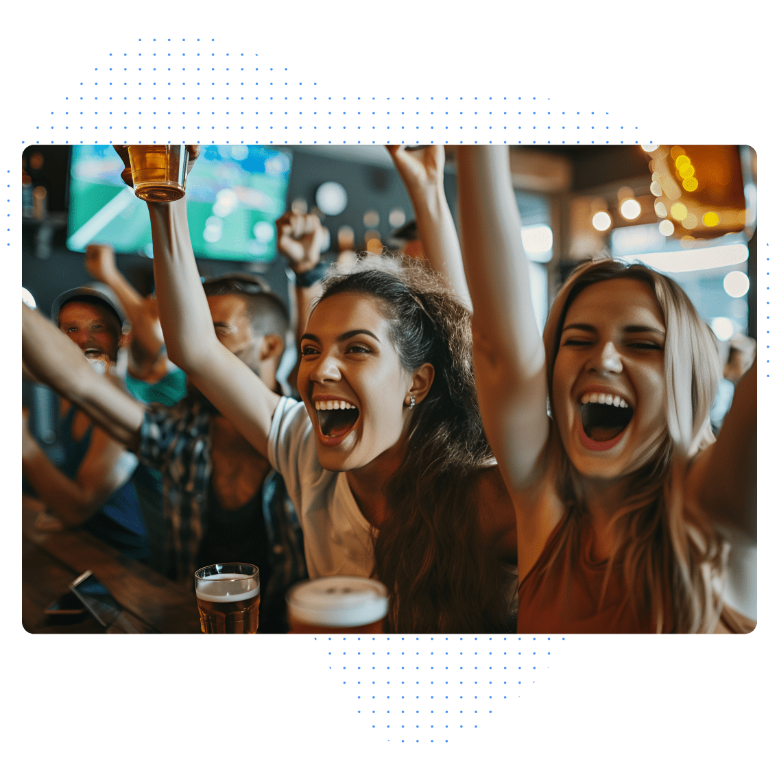 women cheering at bar