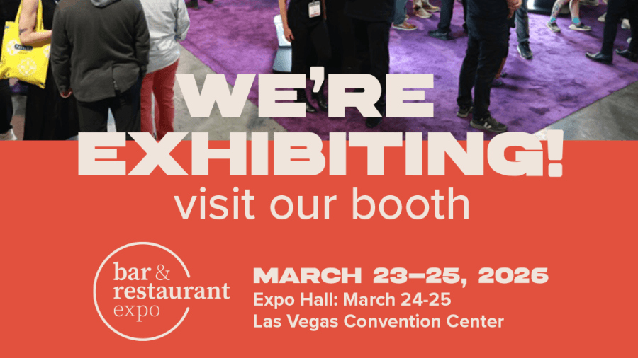 UrVenue exhibiting announcement for Bar & Restaurant Expo March 23–25, 2026 at Las Vegas Convention Center inviting visitors to the booth.